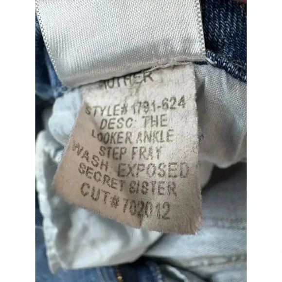 MOTHER The Looker Ankle Step Fray Jeans Exposed Secret Sister Sz 27 Made in USA - Picture 15 of 16